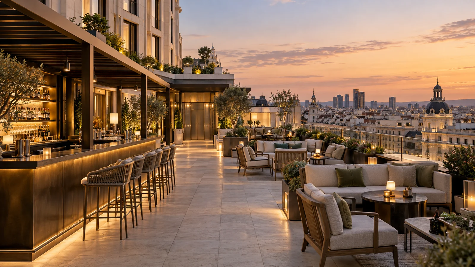 Architectural illustration of a hotel terrace